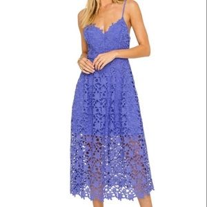LACE A LINE MIDI DRESS in Purple Orchid